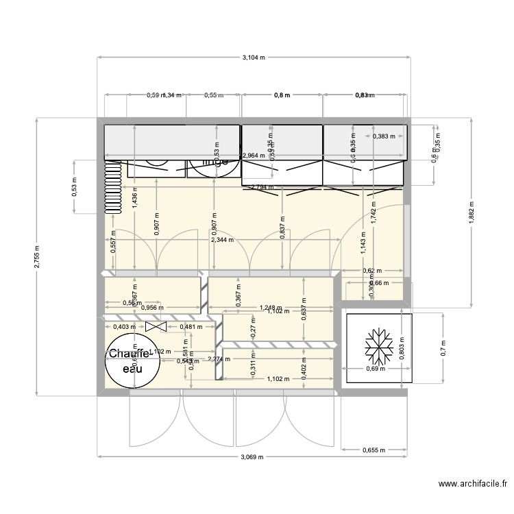 Cellier Arzon. Plan de 4 pièces et 7 m2