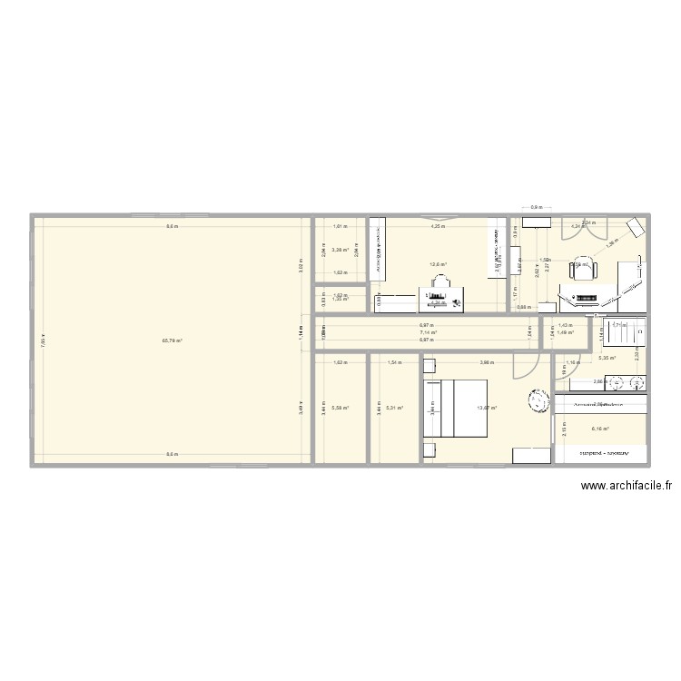 Maison 2. Plan de 12 pièces et 140 m2