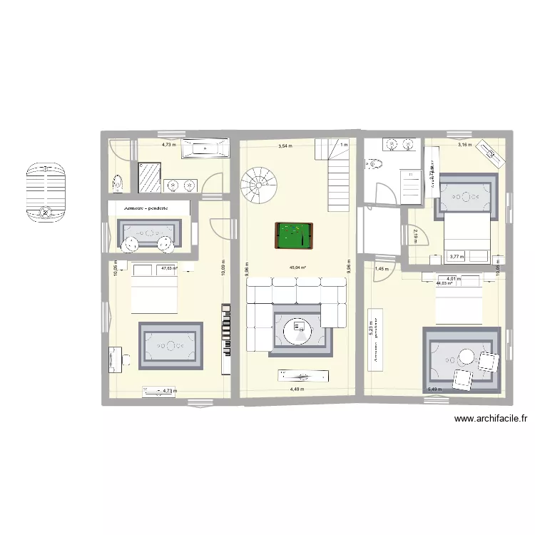 Moulin étage version 2. Plan de 3 et 137 m² Moulin étage version 2. Plan de 3 et 137 m²
