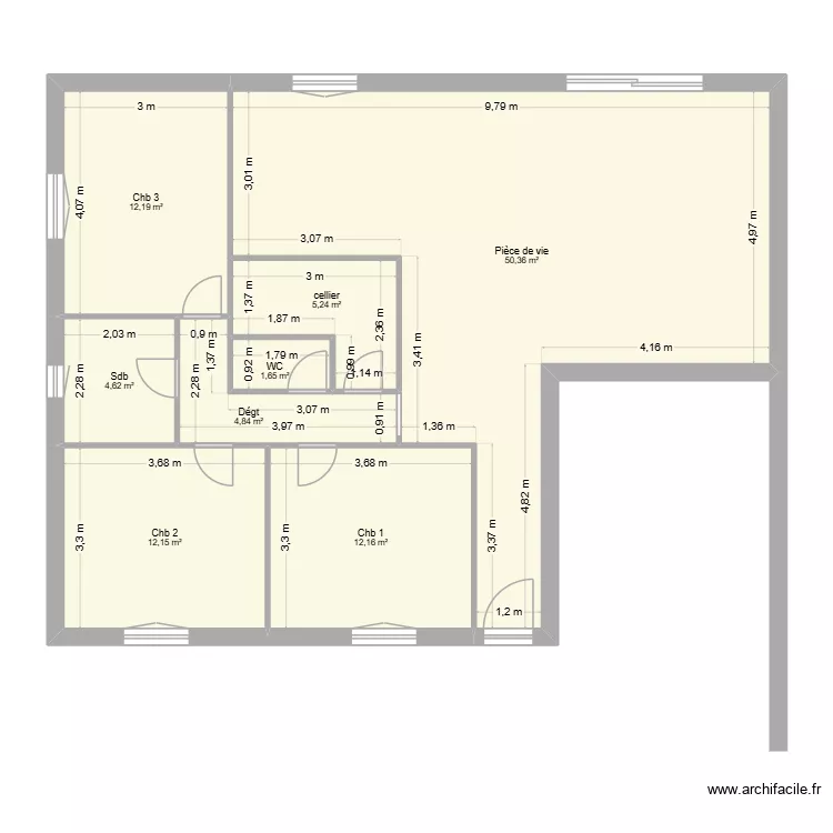 Alex 2. Plan de 8 pièces et 103 m²