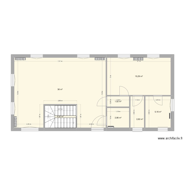 DP CAREB RDC sv1. Plan de 7 pièces et 68 m2