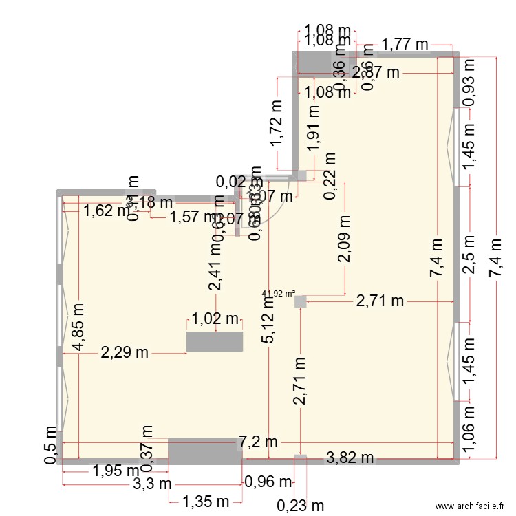 76 St Nicolas - R+4 - Aménagement Vdef. Plan de 1 pièce et 42 m2