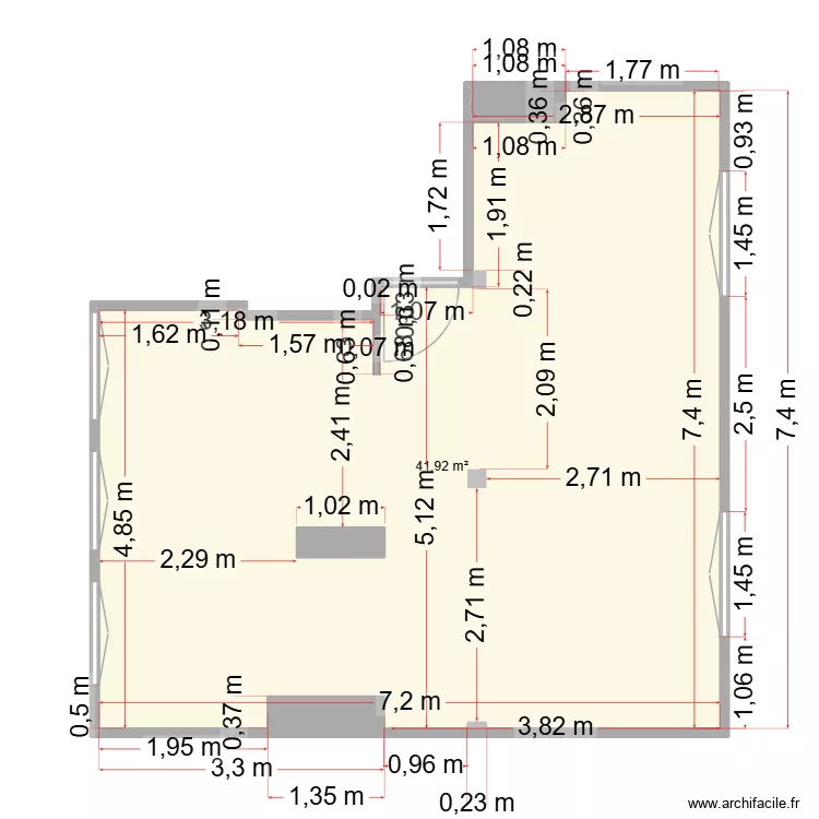 76 St Nicolas - R+4 - Am&eacute;nagement Vdef. Plan de 1 pièce et 42 m²