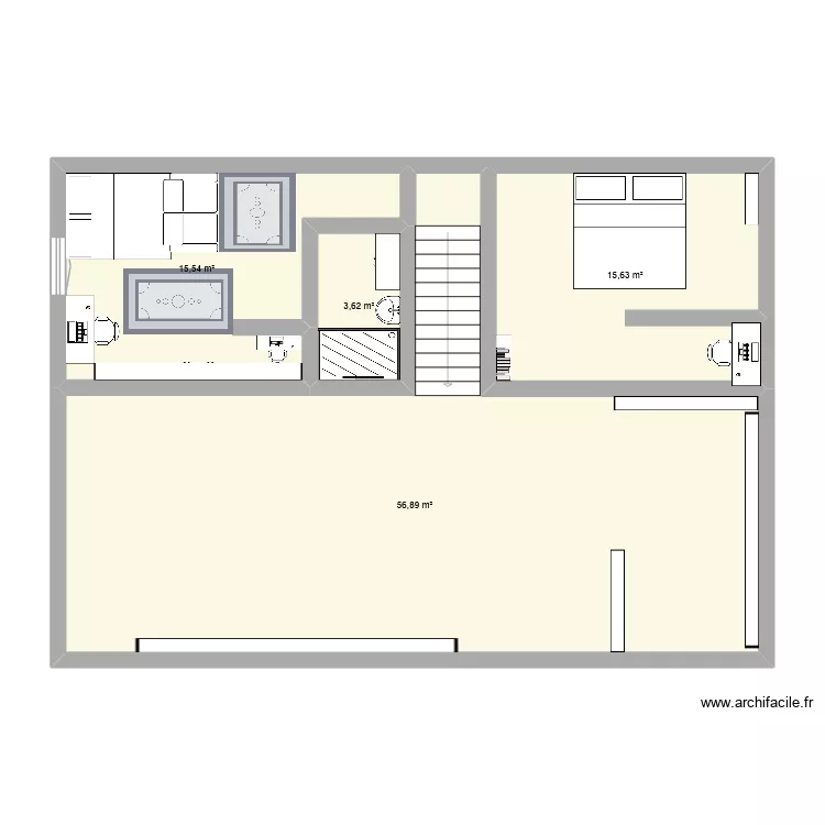 sous sole ma maison. Plan de 4 pièces et 92 m²