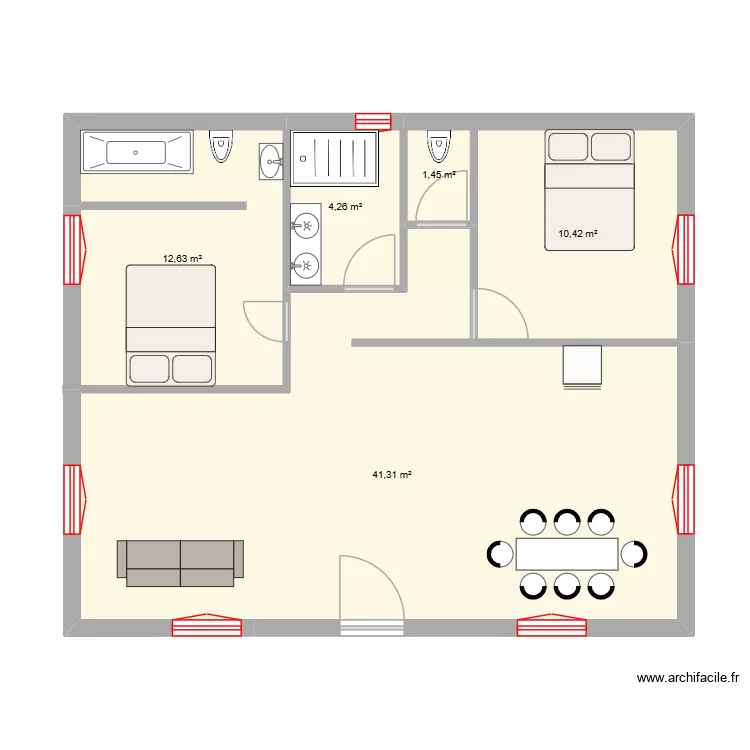 maison 3. Plan de 5 Pièces et 70 m² maison 3. Plan de 5 Pièces et 70 m²