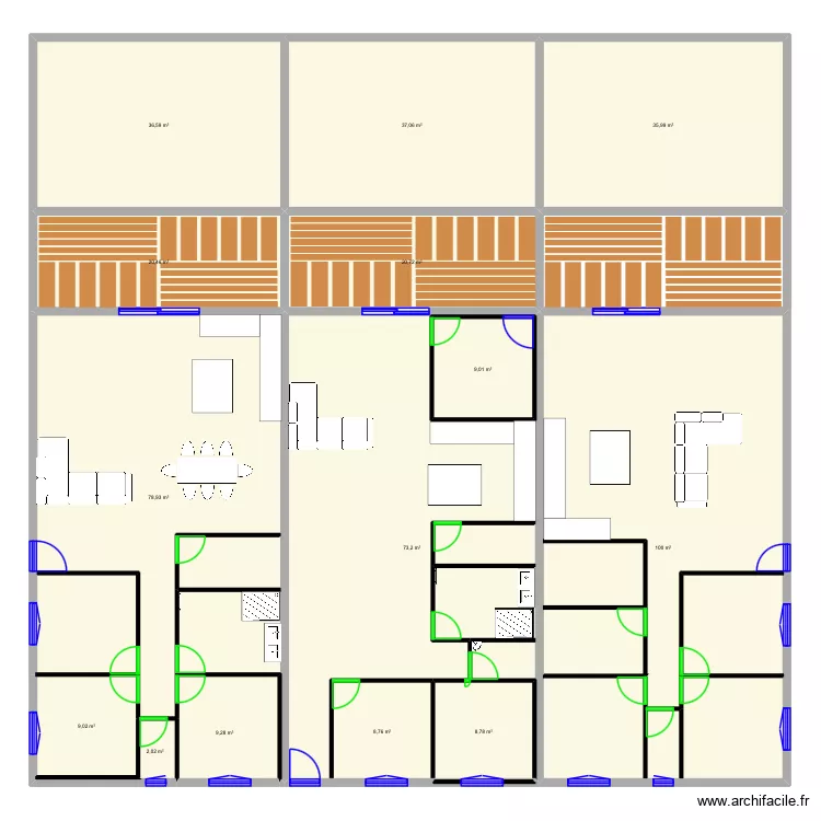 Maison rectangulaire. Plan de 14 et 480 m² Maison rectangulaire. Plan de 14 et 480 m²