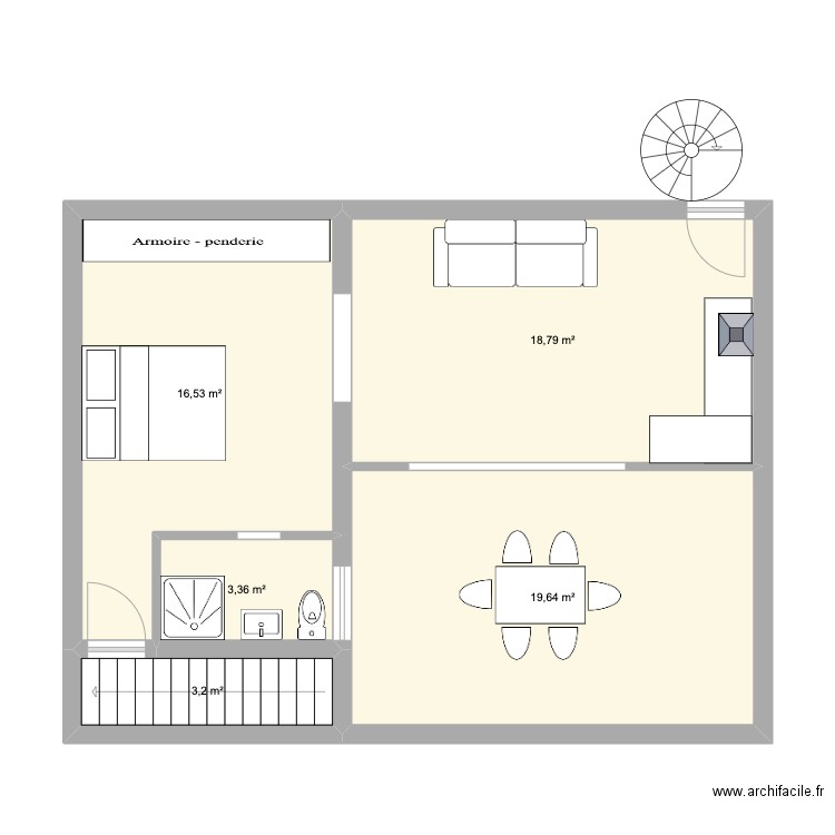 studio maison. Plan de 5 pièces et 62 m2
