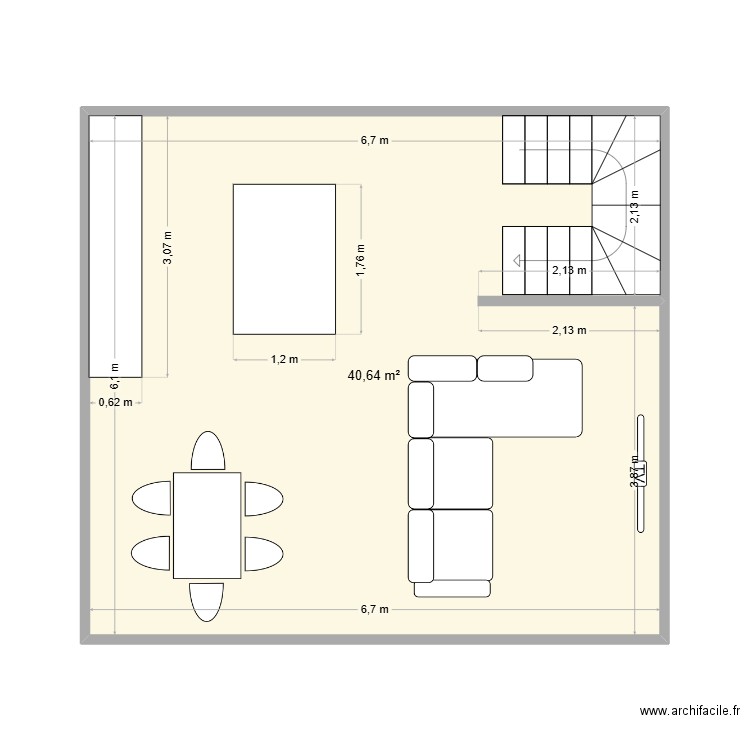 pplan 1er etage. Plan de 1 pièce et 41 m2
