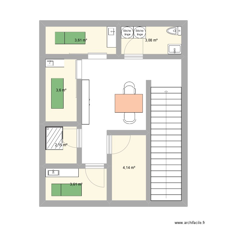 salon esthé. Plan de 0 pièce et 0 m2