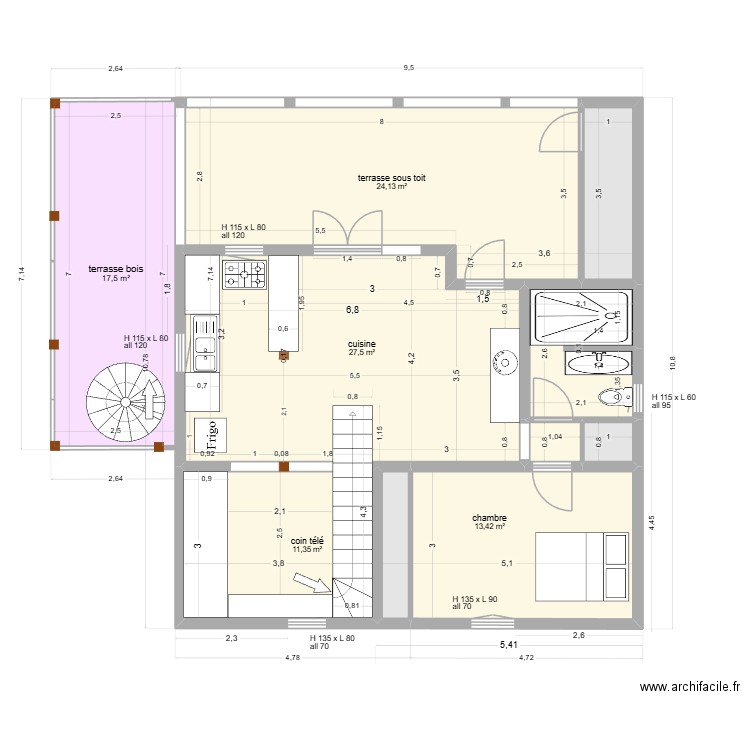 2 pans asymétriques. Plan de 22 pièces et 298 m2