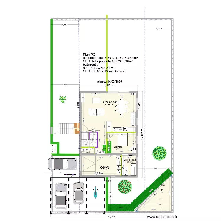 9.5 plan etage baignoire du 17 03 2025 escalier 1/2 tournant. Plan de 