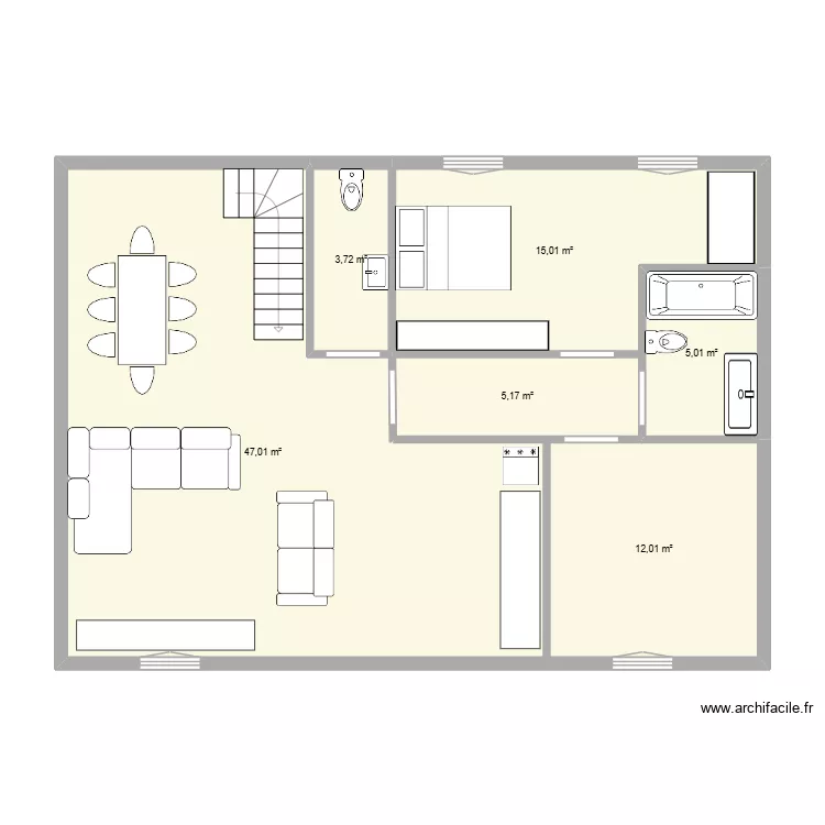 Projet Maison 12. Plan de 6  et 88 m²