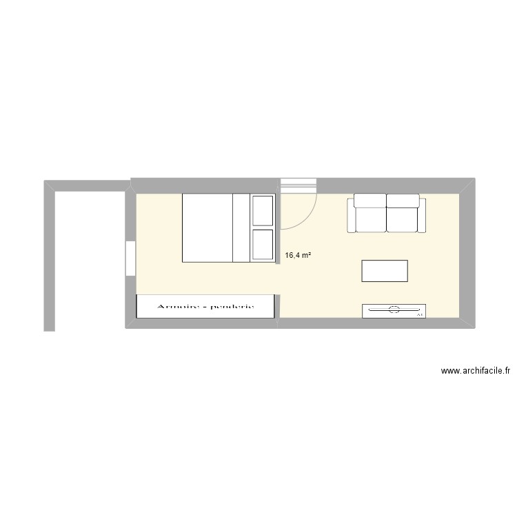 studio Nadine. Plan de 1 pièce et 16 m2