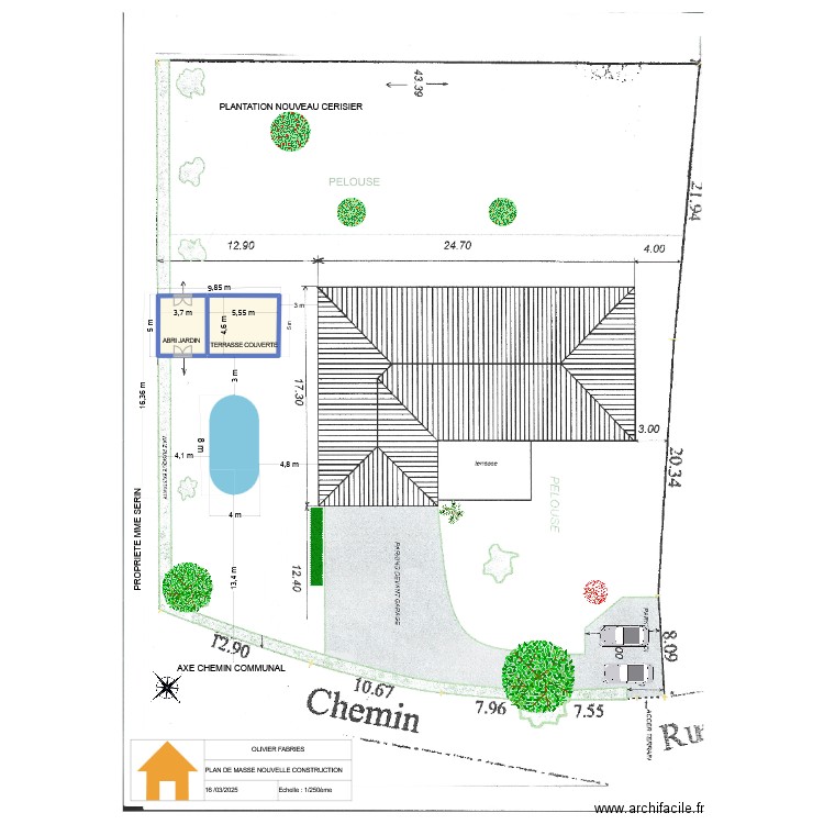 PLAN DE MASSE NOUVELLE CONSTRUCTION 1. Plan de 3 pièces et 86 m2