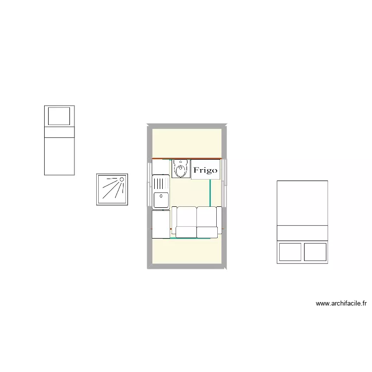 T4 VW. Plan de 5  et 5 m²