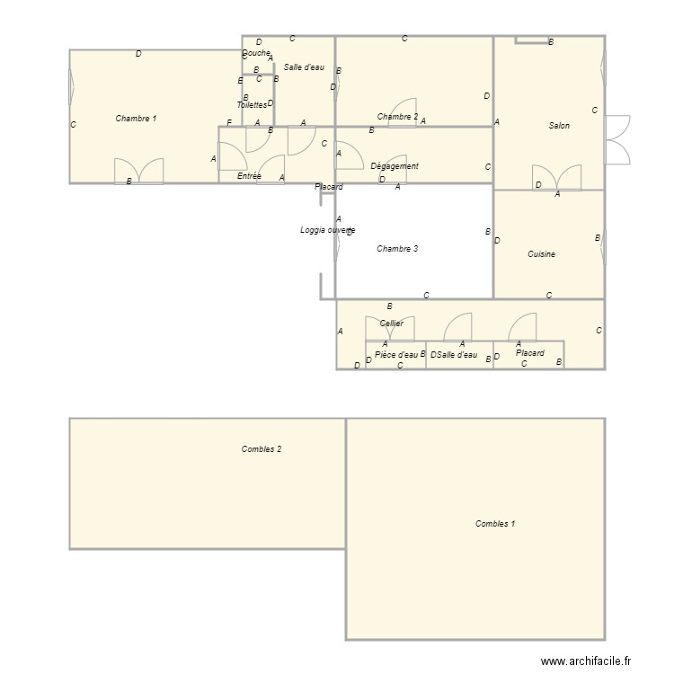 Croquis DUCASSE3. Plan de 13 pièces et 164 m2