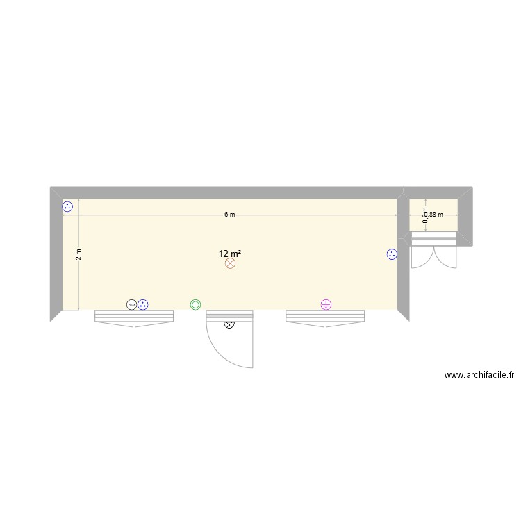 Plan dependance plan electrique. Plan de 2 pièces et 13 m2