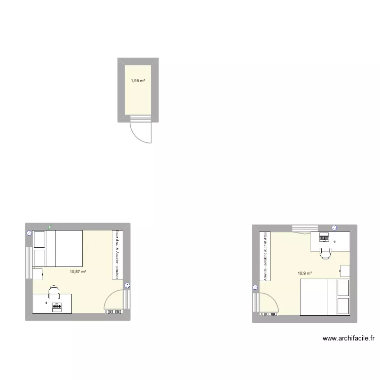 Plan chambre 1 location 2. Plan de 3  et 24 m²
