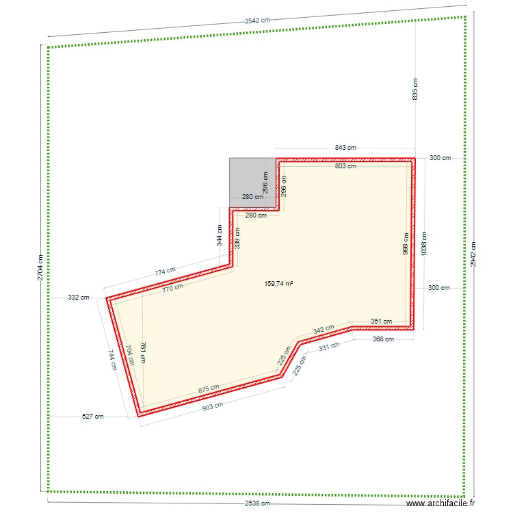 Demande préalable de travaux. Plan de 1 pièce et 160 m2