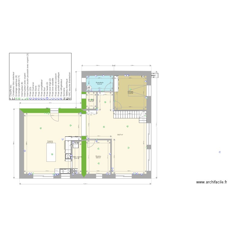 RenoT4RdcOct21Elec. Plan de 7 pièces et 110 m2