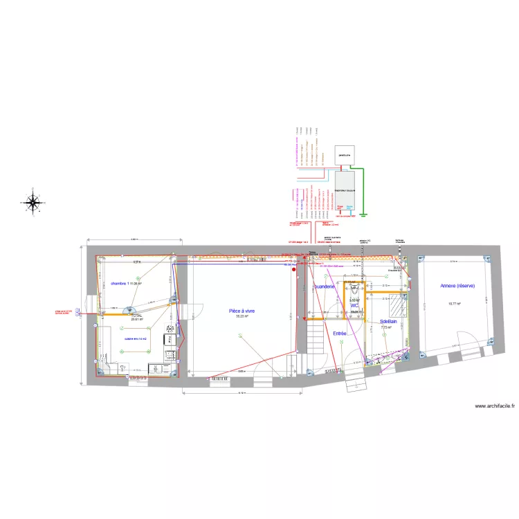 RDC habitation plan ELEC cablage. Plan de 