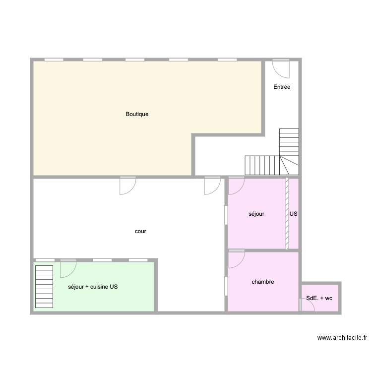 plan rdc . Plan de 8 pièces et 63 m2