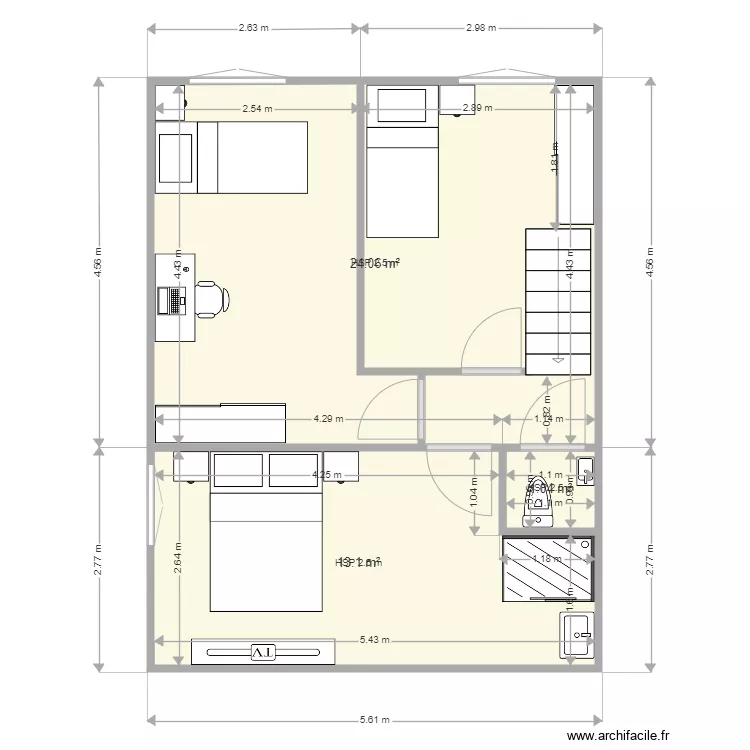 kevin chambre douche. Plan de 