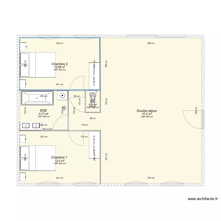 T3 80 M2. Plan de T3 80 M2. Plan de
