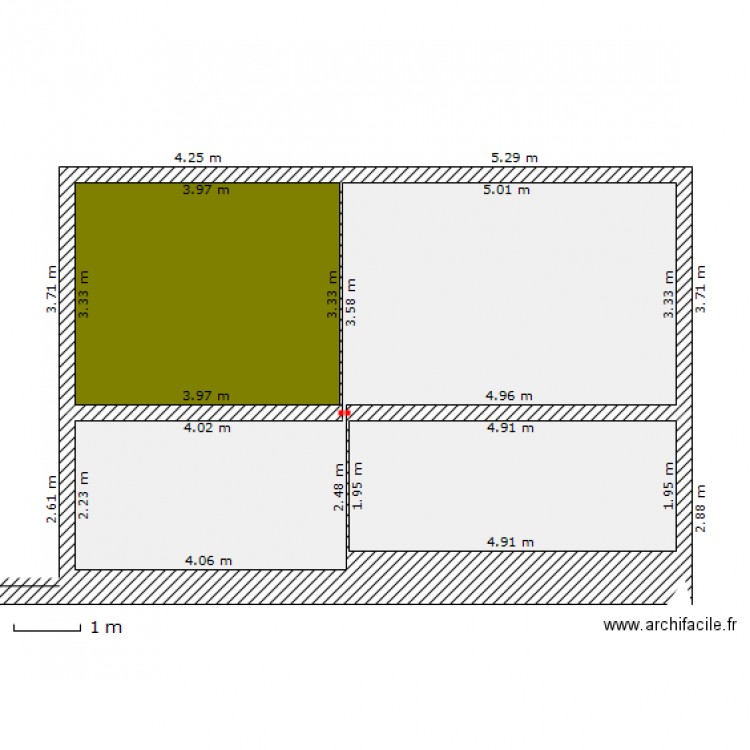 murs jointifs. Plan de 0 pièce et 0 m2