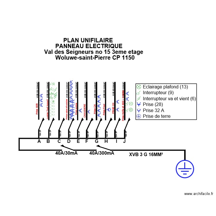 plan unifilaire 2 appartament . Plan de 0 pièce et 0 m2