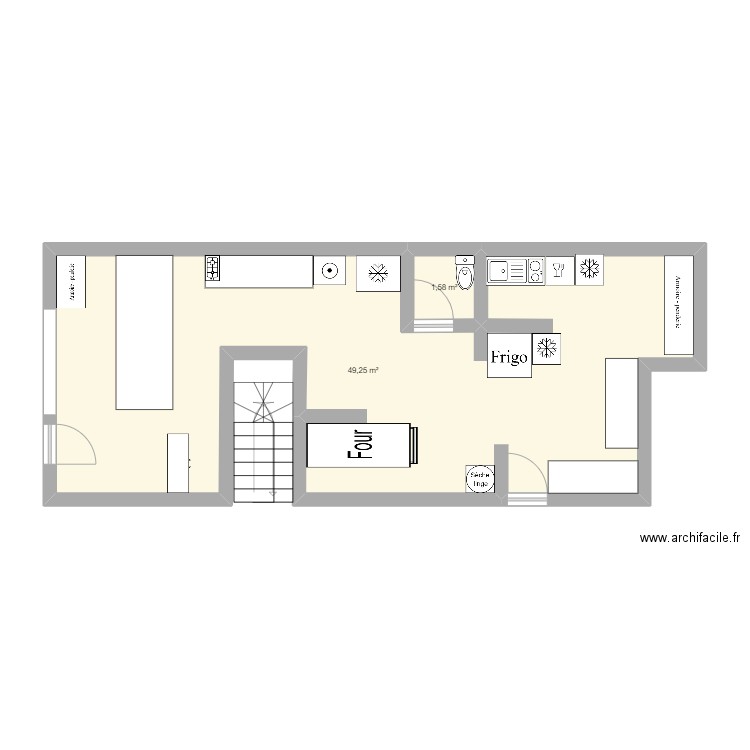 le fournil de lo . Plan de 2 pièces et 51 m2