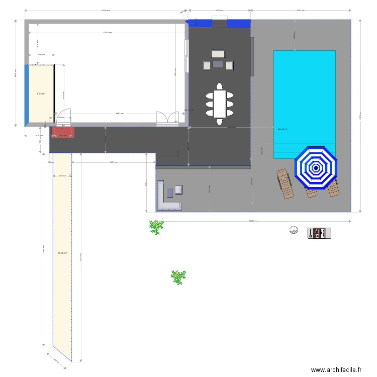 Plan Exterieur terasse avec piscine 6 par 4 Définitif. Plan de 0 pièce et 0 m2