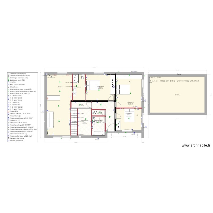 Castres  plateau 2eme etage . Plan de 11 pièces et 140 m2