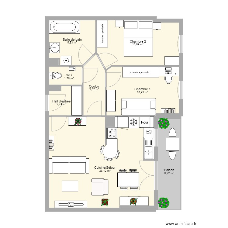 F3 1er étage résidence Millenium. Plan de 0 pièce et 0 m2