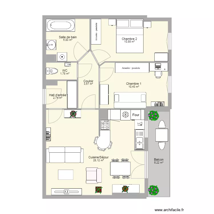 F3 1er étage résidence Millenium. Plan de F3 1er étage résidence Millenium. Plan de