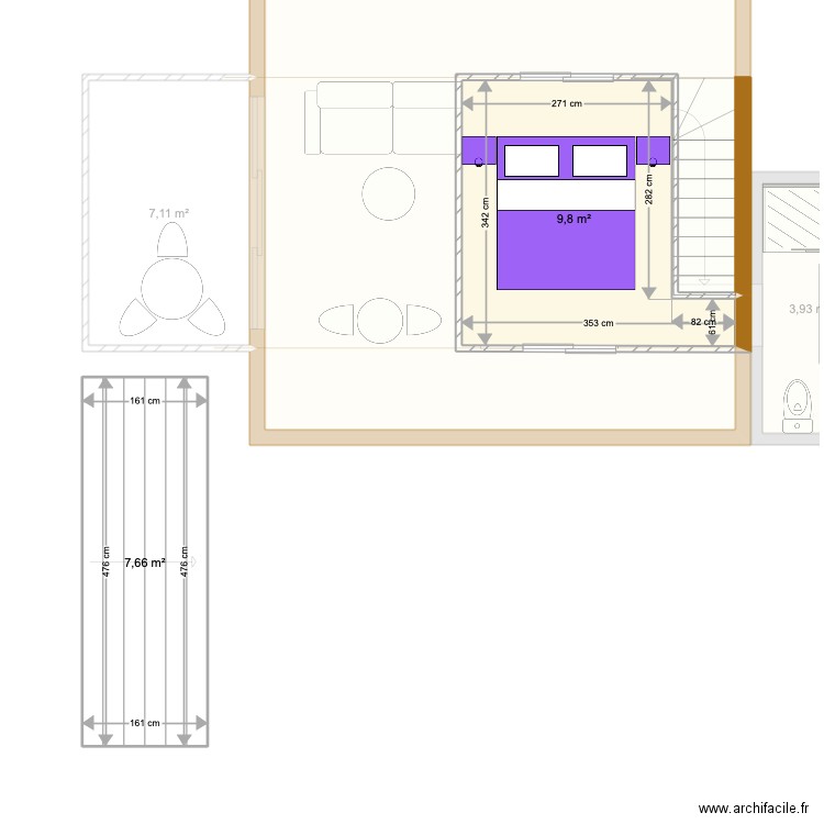 a frame . Plan de 5 pièces et 63 m2