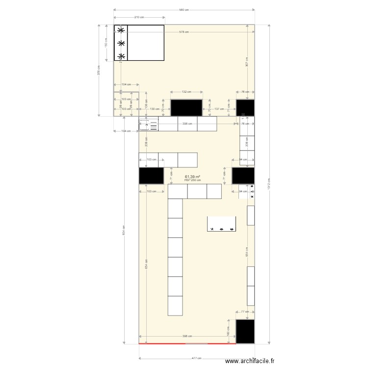 PROJET DREAMS DONUT MONTAUBAN. Plan de 7 pièces et 66 m2