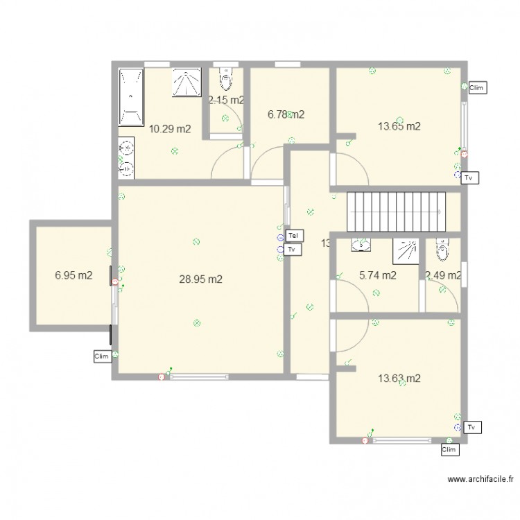 étage My case et electrique. Plan de 0 pièce et 0 m2