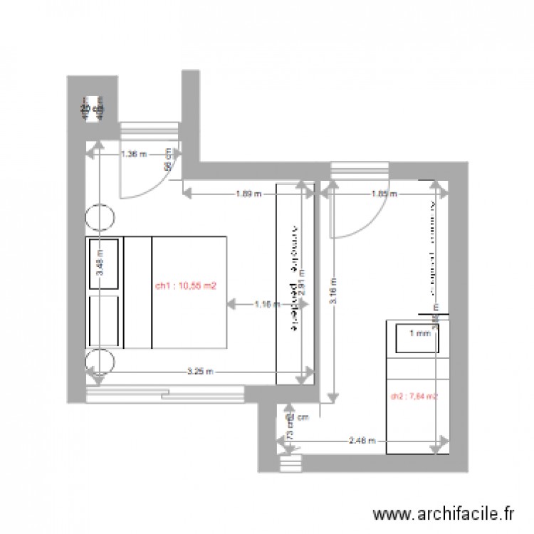 Aménagement de chambres . Plan de 0 pièce et 0 m2