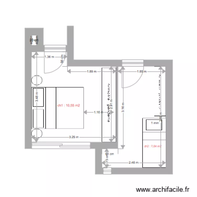 Am&eacute;nagement de chambres . Plan de 