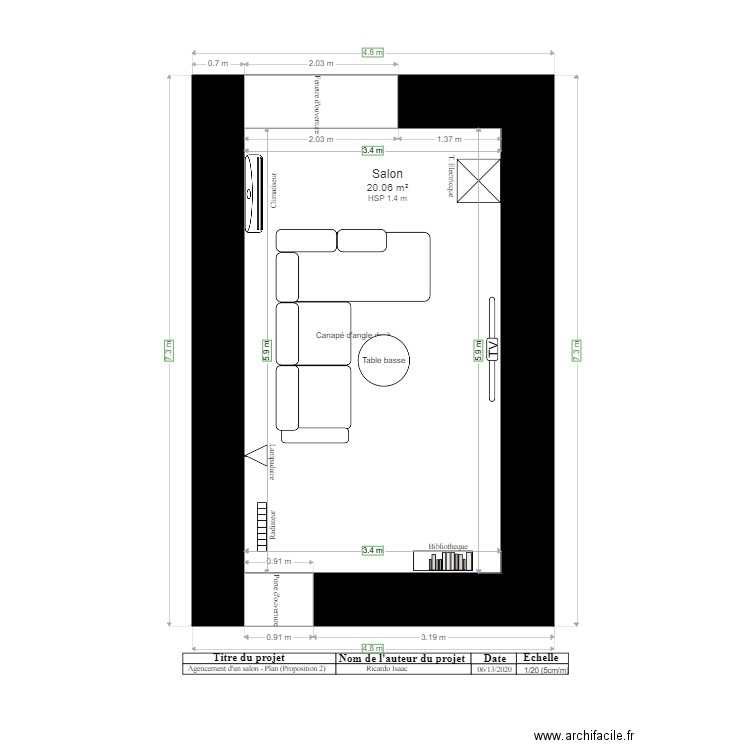 Agencement salon plan Proposition 2. Plan de 0 pièce et 0 m2