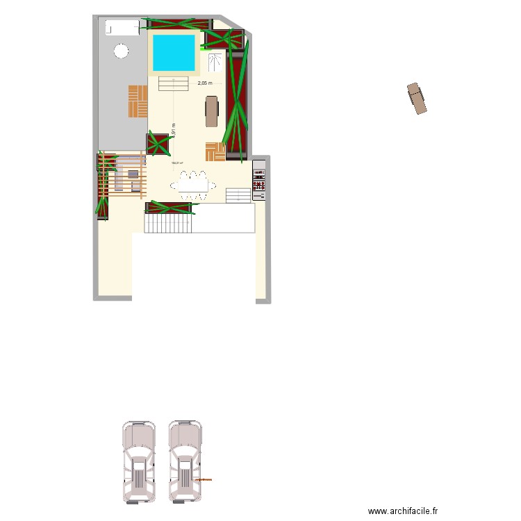 lingo jardin. Plan de 1 pièce et 164 m2