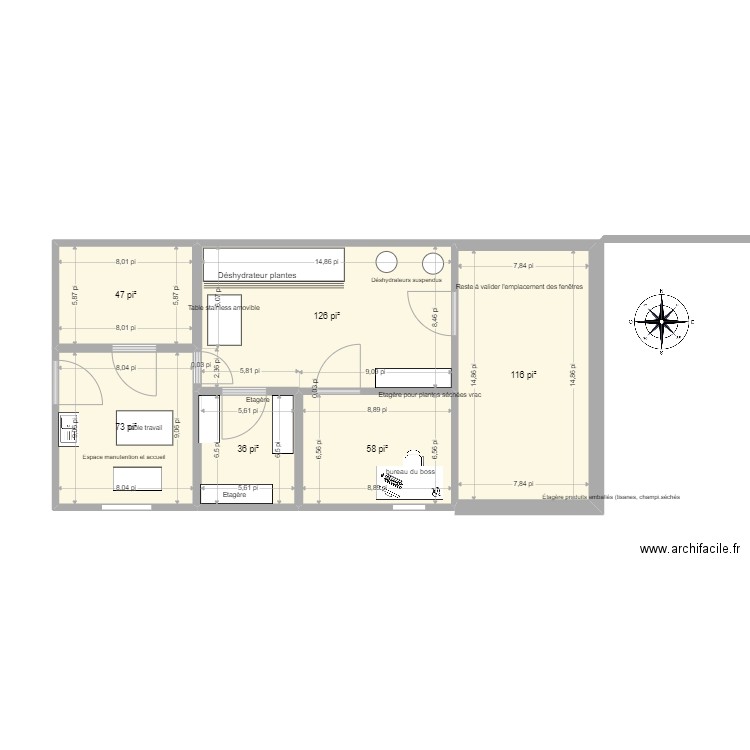 Nouvel espace 2 projet La Cabottine 16 x24 VER4. Plan de 6 pièces et 42 m2