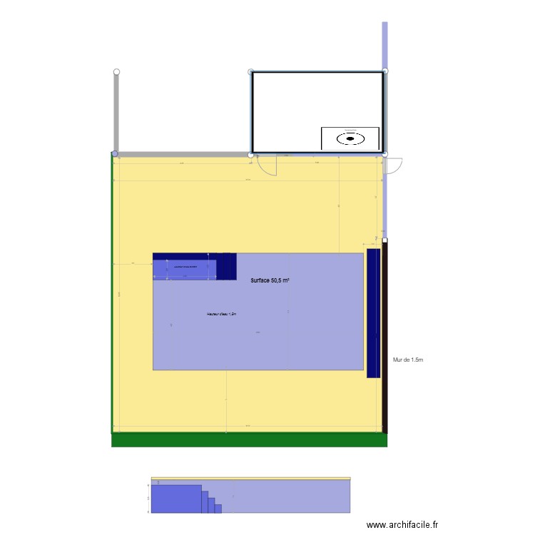 Piscine La Plaine - vue de dessus V5. Plan de 1 pièce et 153 m2