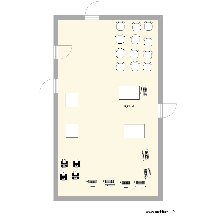 AZLA P.E. Plan de 1 pièce et 59 m2