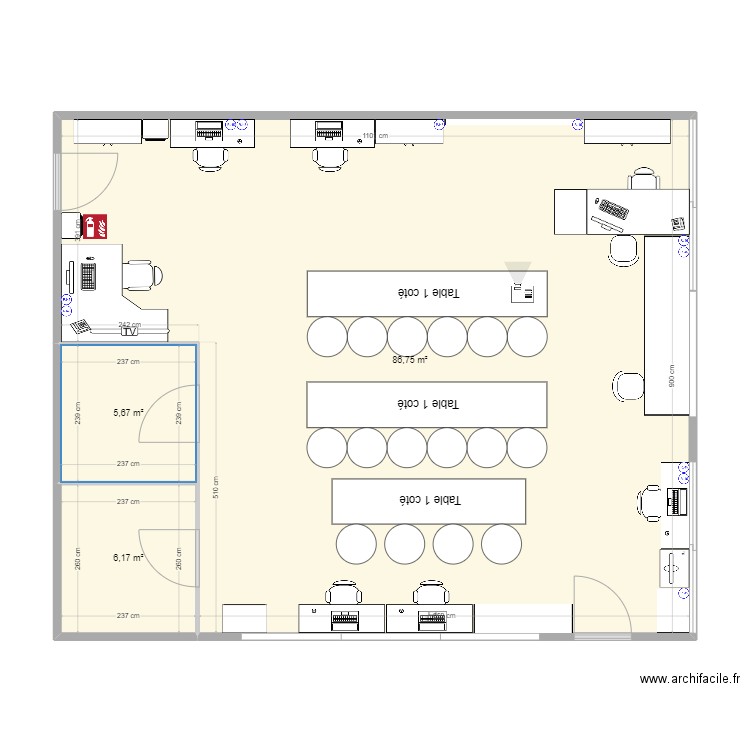 Sale B13. Plan de 3 pièces et 99 m2