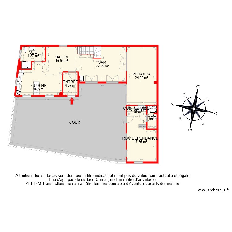 BI 7839 RDC. Plan de 12 pièces et 207 m2