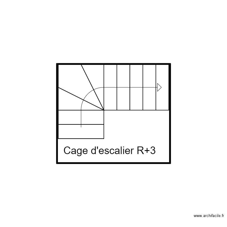 5 fontaine cage escalier R+3. Plan de 1 pièce et 3 m2