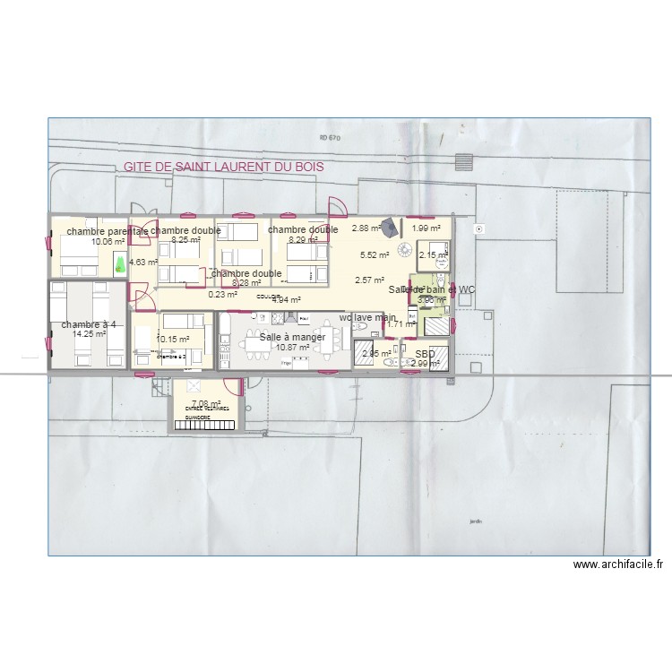 chambre gite . Plan de 0 pièce et 0 m2