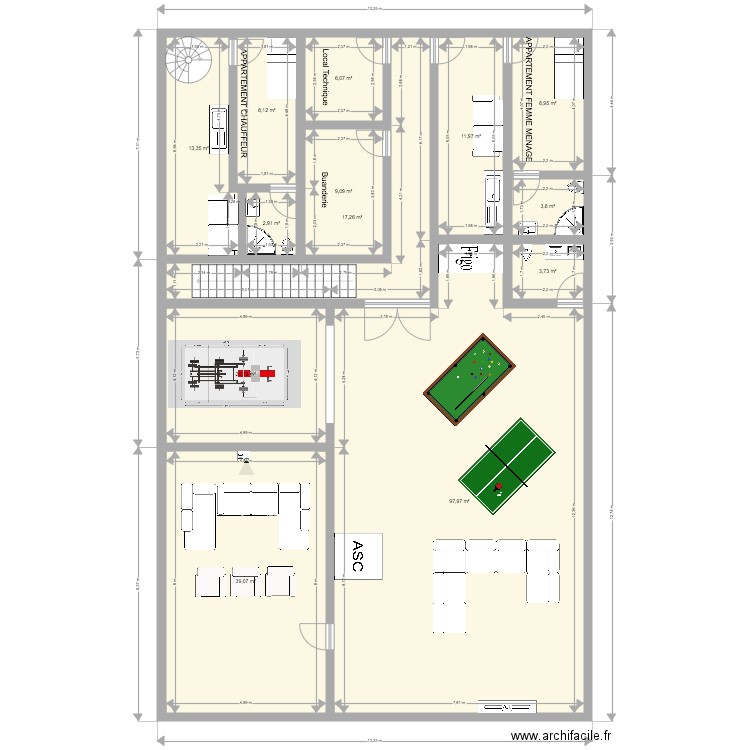 cali dream basIC. Plan de 43 pièces et 1122 m2